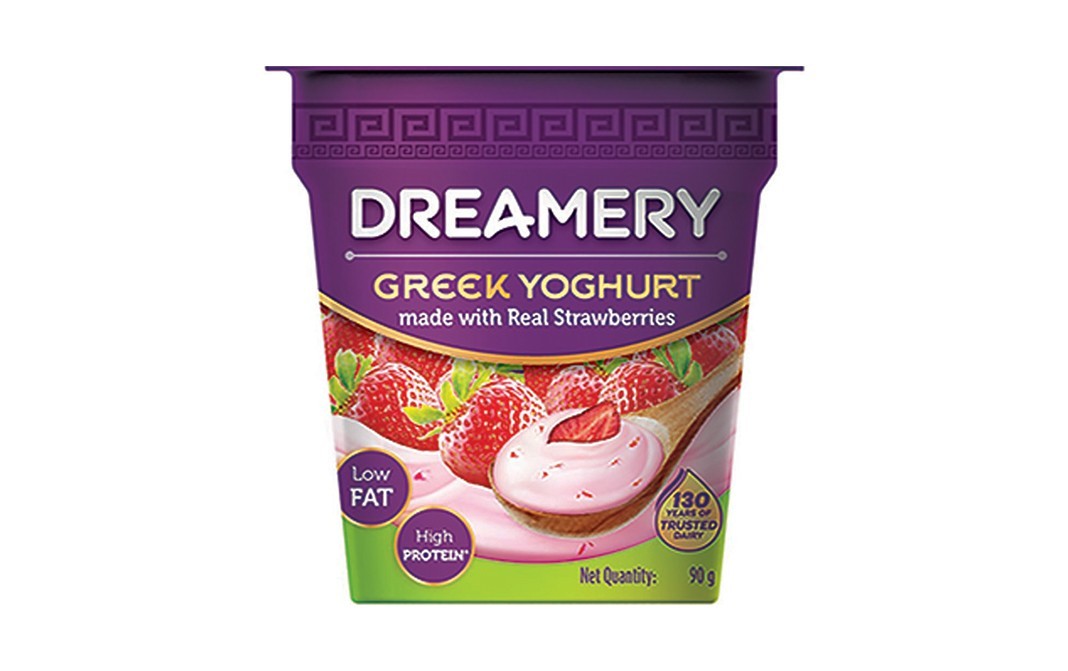 Dreamery Greek Yoghurt Made with Real Strawberries   Cup  90 grams
